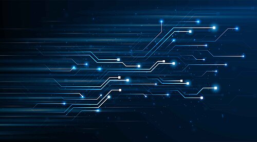 Datenpunkte schweben durch das Bild.