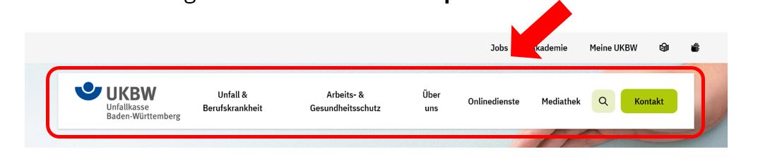 Screenshot der Navigation dieser Webseite