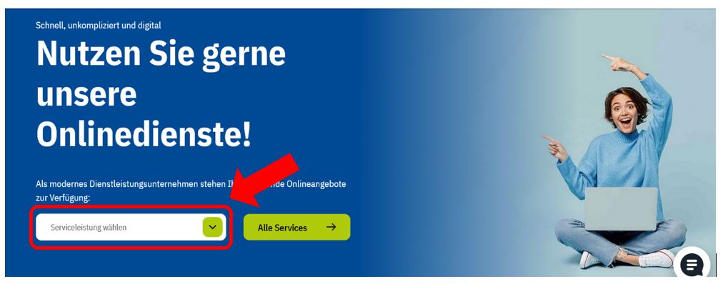 Screenshot eines Elementes der Startseite.