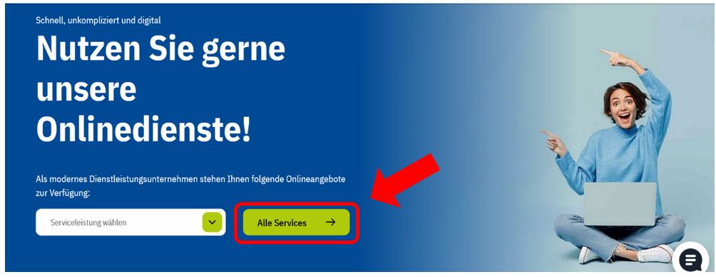 Screenshot eines Elementes der Startseite.
