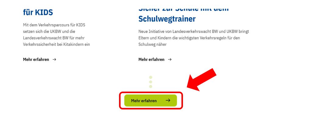 Screenshot eines Elementes der Startseite.